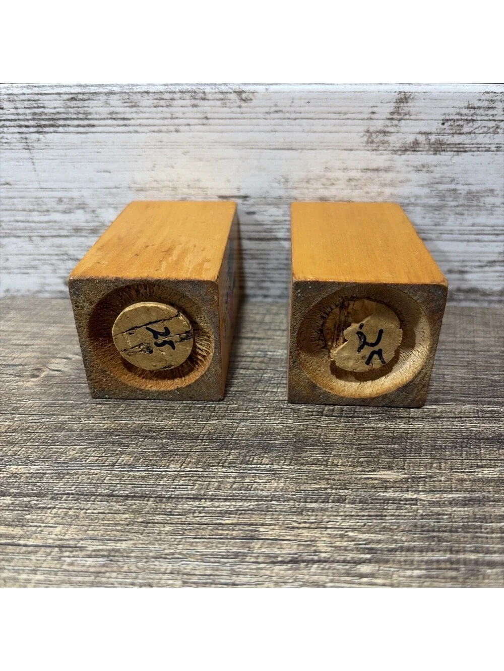Vintage Wooden Square Rooster Salt and Pepper Shakers